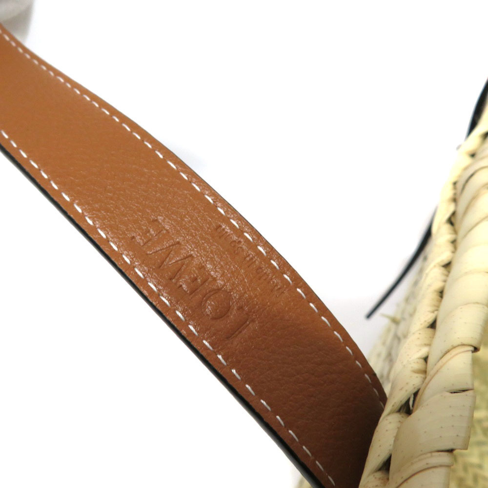 Loewe Medium Tan Palm Natural Bag Leaf Raffia Calfskin Basket - Picture 14 of 16